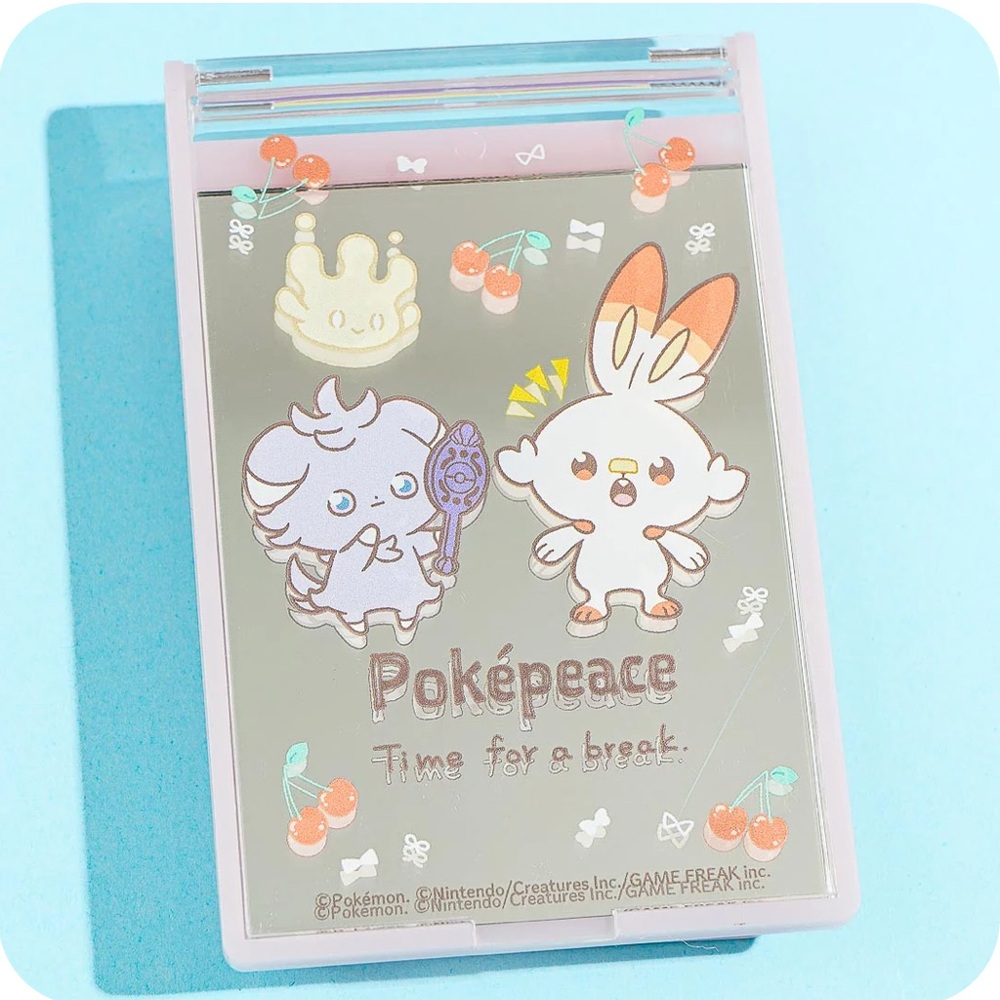 BNIB Japan Pokemon Pokepeace Travel Folding Mirror - Espurr and Scorbunny